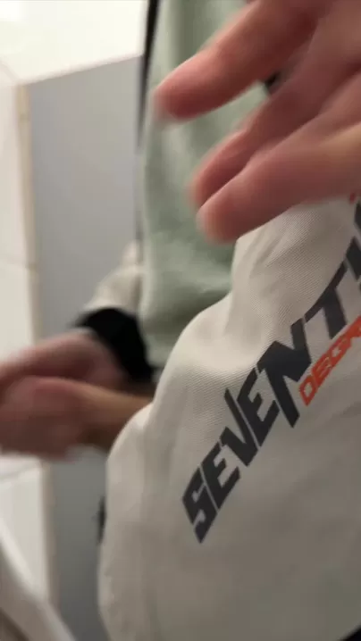 Almost got caught while sucking a biker’s big dick in public toilet