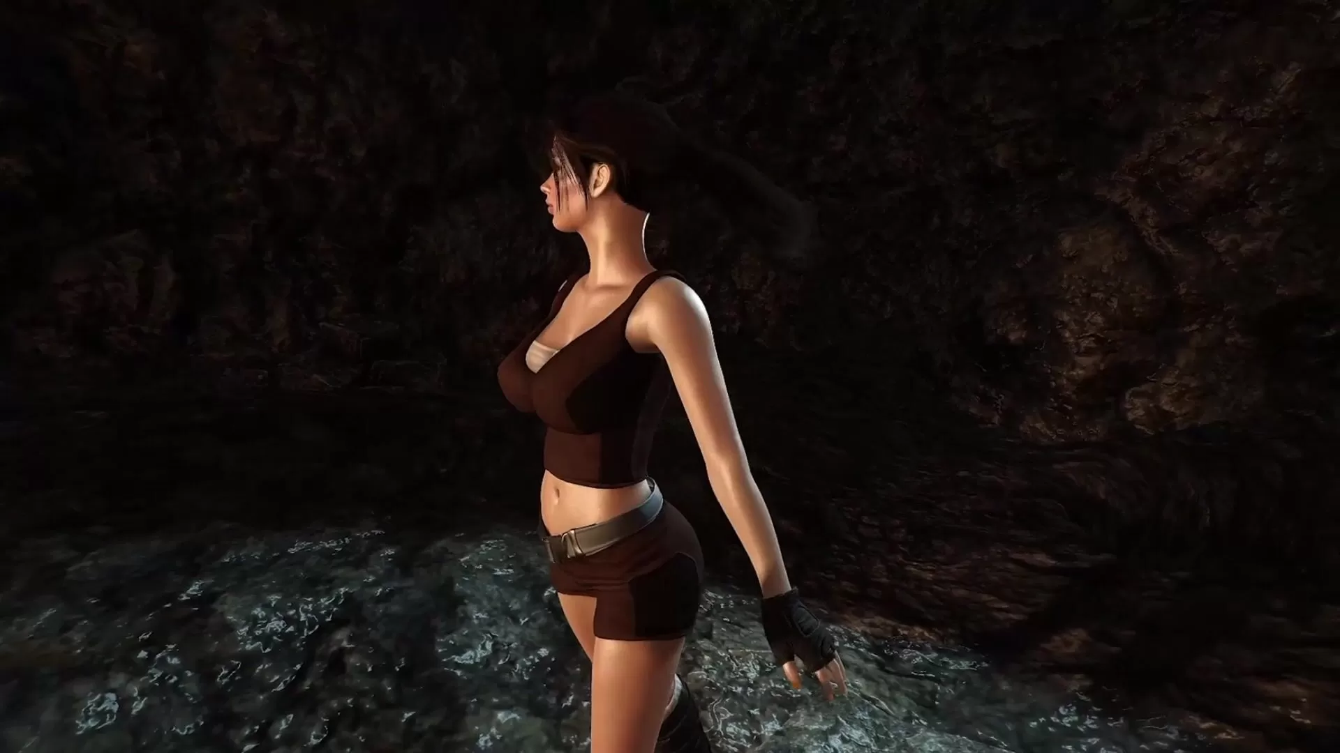 LARA CROFT tropeça em sexo a três com um troll de caverna de Futa de pau grande