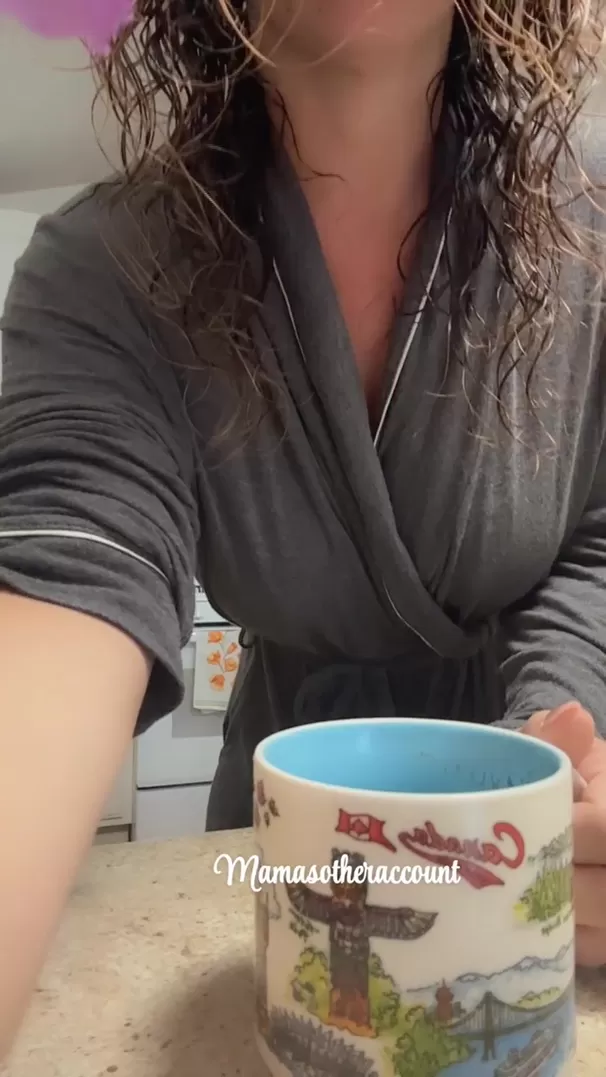 This milf has your coffee and breastfast ready