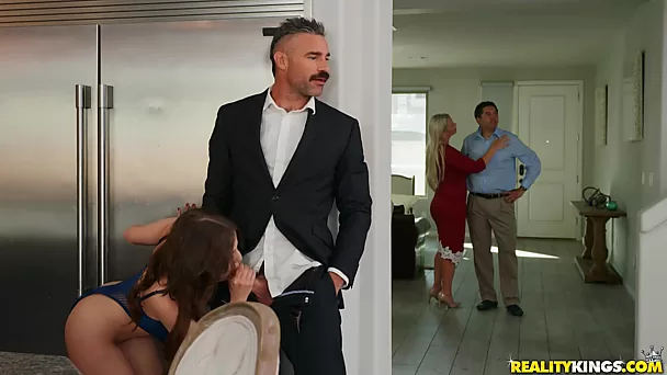 Slutty Aubree Valentine fucks with real estate manager while hiding