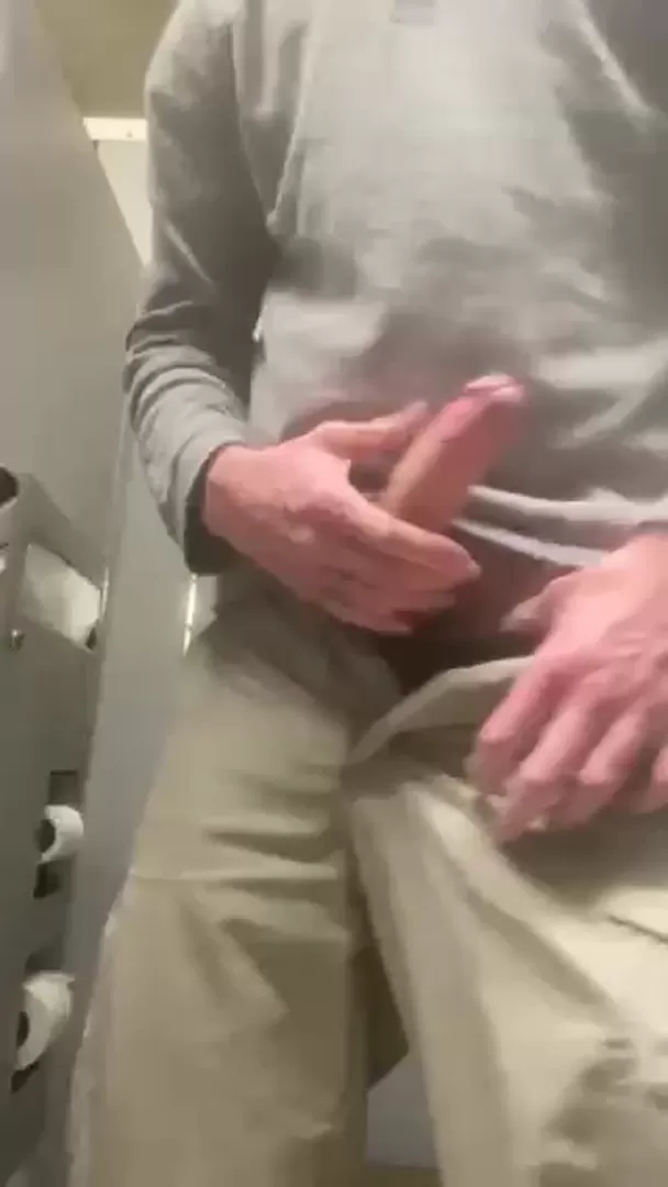 Jerking my cock in a public restroom at my college!