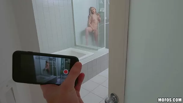 Shower blowjob recorded on camera