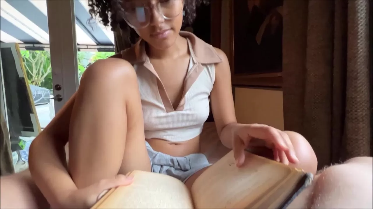 Nerdy step-sis likes books and her bro's cock