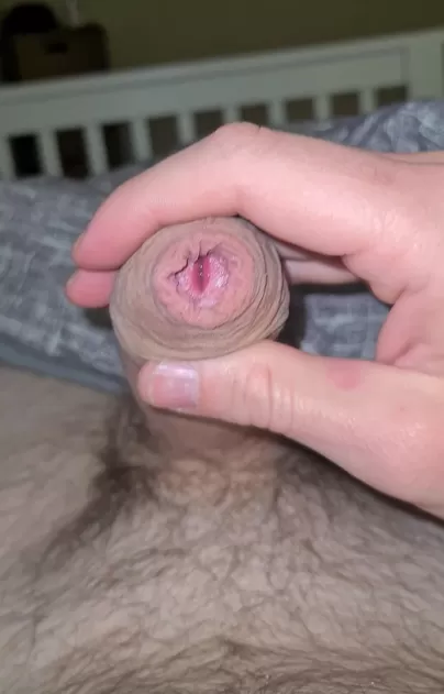 J'ai reçu beaucoup de messages et de commentaires admirant mon trou de pisse béant, alors voici un gros plan de la façon dont il se remplit de pré-éjaculation pendant que je les lis