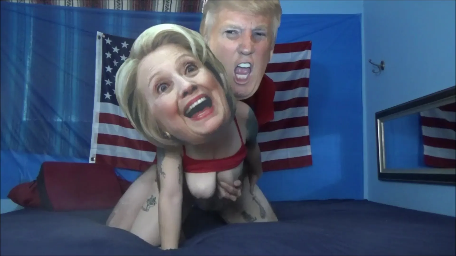 Trump the Fucker stuffed Hillary with his hard cock in hot cosplay scene