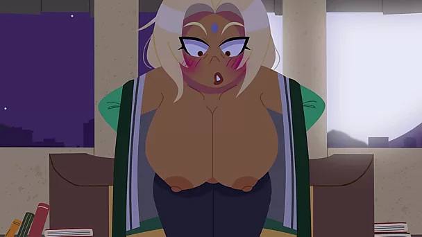 Tsunade me folla la polla grande con sus tetas y me corro en ella