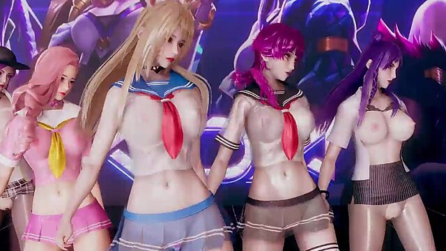 Busty chicks dance to the Hello Venus song 3D animated