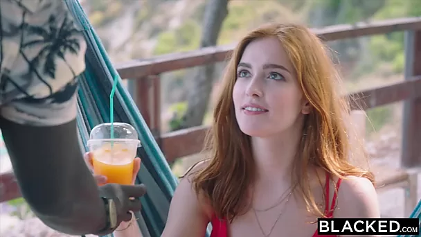 Adorable ginger Model enjoys vacation with BBC in her little mouth