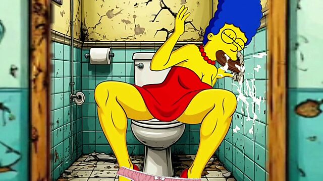 Marge Simpson engaña a Homer a través de un agujero de gloria en una animación amateur.