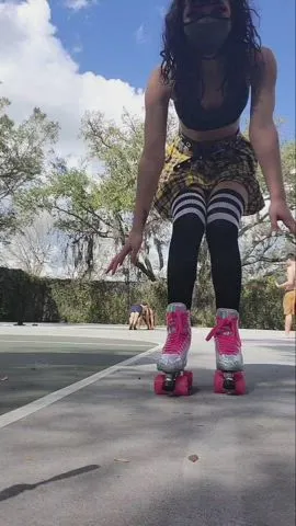roller skating, and I "forgot" to wear panties