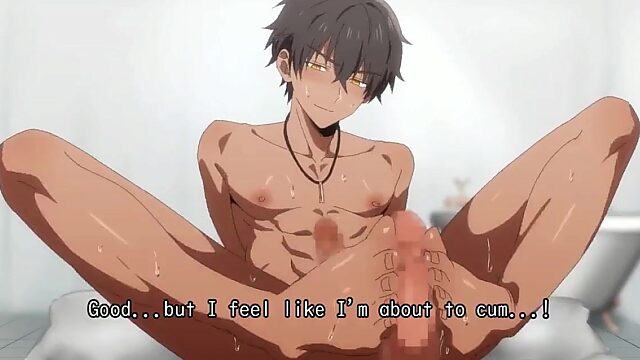 Yaoi hentai: el guapo twink Katana entrega su culo sexy a un galán caliente y a un anciano en el baño