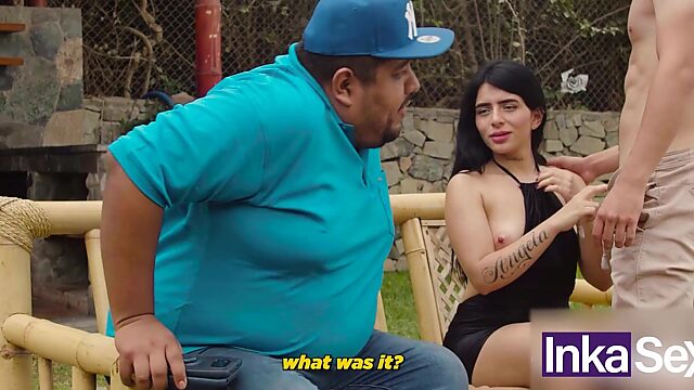 Colombian cutie gets fucked in front of her lard-ass hubby