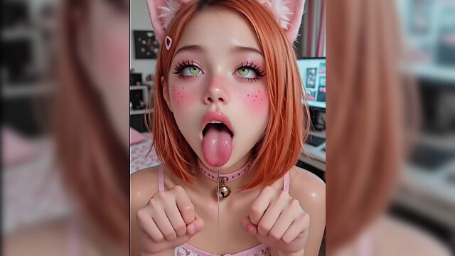 Chicas hentai sexys muestran placer en la cara de ahegao en una competencia de IA
