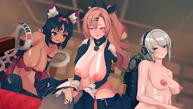 Personajes femeninos tetonas y sexys de la zona cero sin zen: Nekomata y Nicole: disfrutan del sexo caliente.