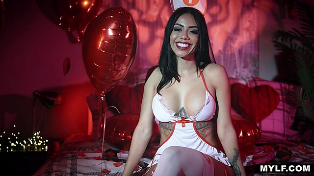 Latina babe Canela Skin is in nurse uniform with extra anal bonus during Valentine