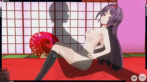 Une mignonne japonaise baise avec une ombre dans un simulateur de sexe hentai chaud