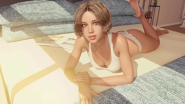 Encantadora dama sedujo al novio de su hijastra en un asombroso juego sexual para PC