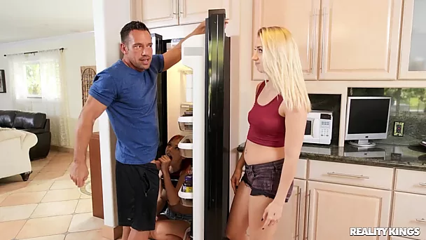 Fucked my sister's boyfriend in the kitchen not waiting for her to leave home