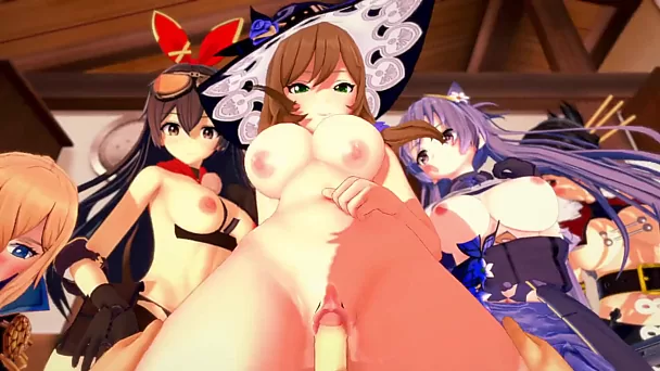 Fucked the whole sexy chicks squad of Genshin Impact - 3D Hentai