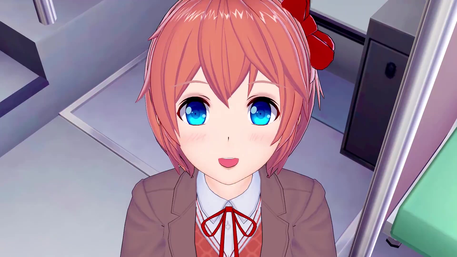 Hentai DDLC Sayori rubs cock with her Feet and fucks in POV