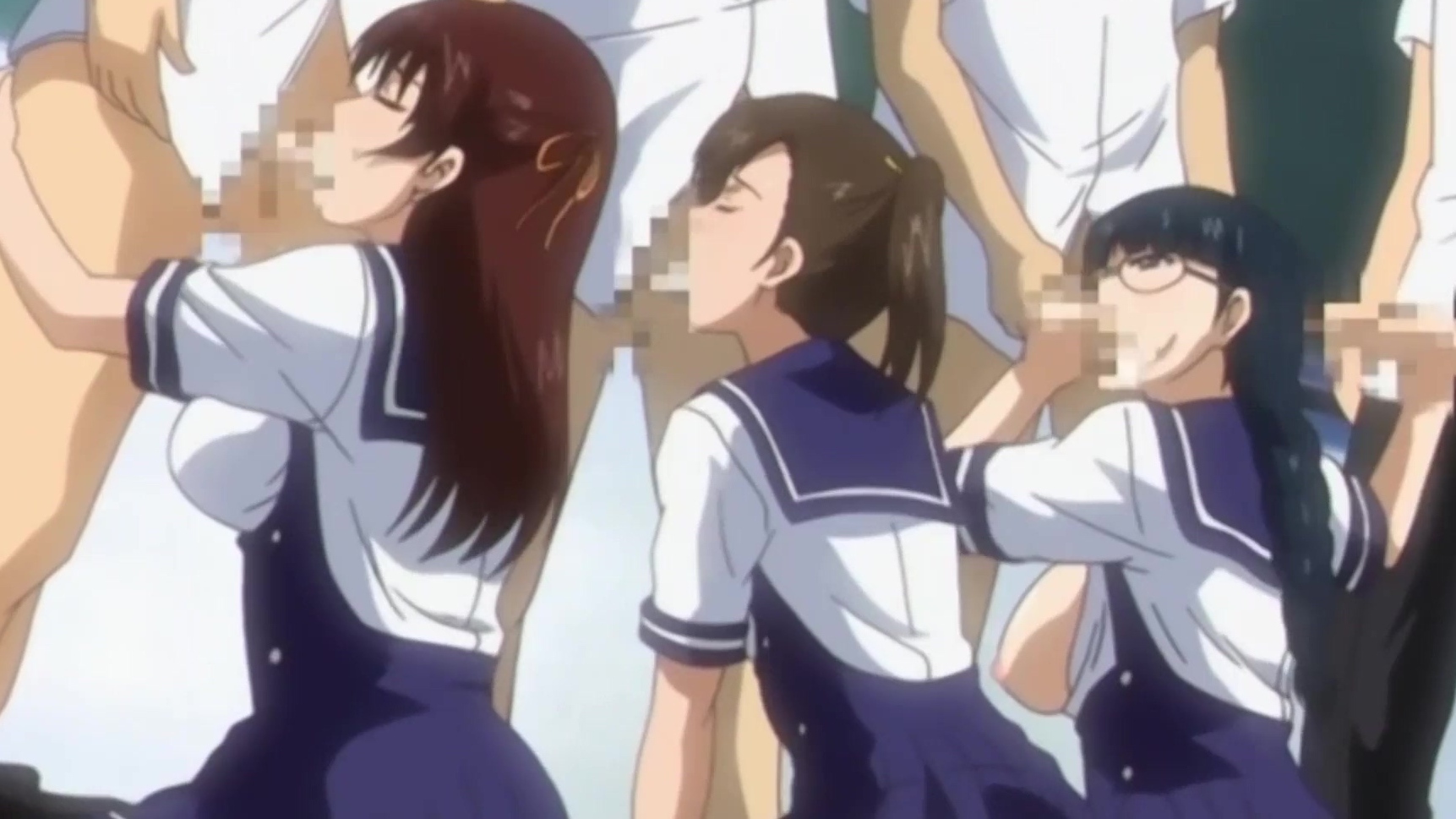 Hentai school girls know how to please their cocky classmates photo