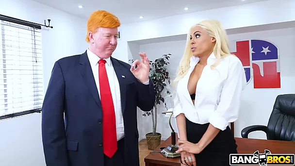 Trump's MILF secretary having wild sex in front of Cuckolding Mr.President
