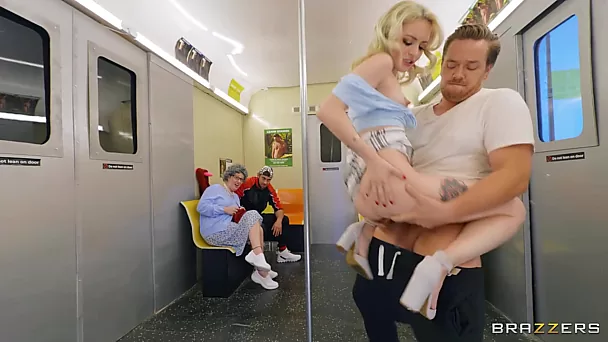 Unbelievable fuck in the public transportation with cute blonde