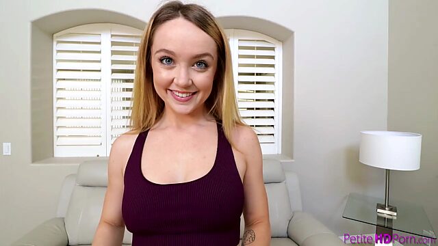 Slim Nikole shows her flexibility on a porn casting