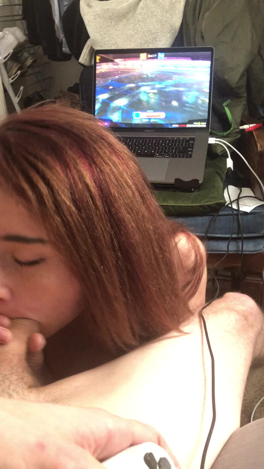 She sucks me off while I suck at rocket league 😉 [OC]