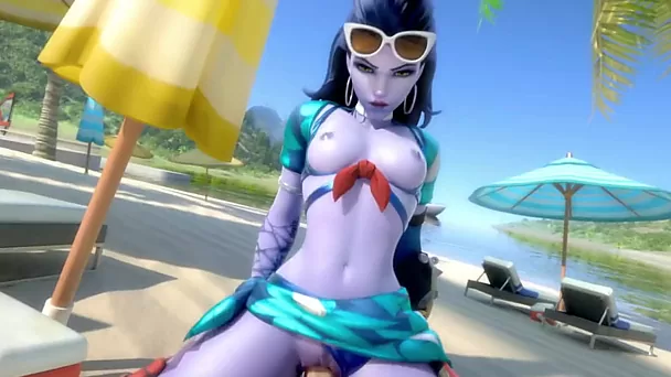 Les dames de dessin animé aux gros seins d'Overwatch apprécient le sexe d'été avec un tas de marteaux dans cette compilation