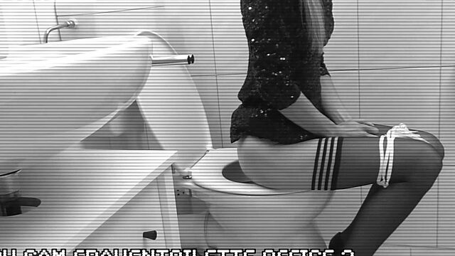 Office milf lady fucks with a colleague in a toilet pov and secretly