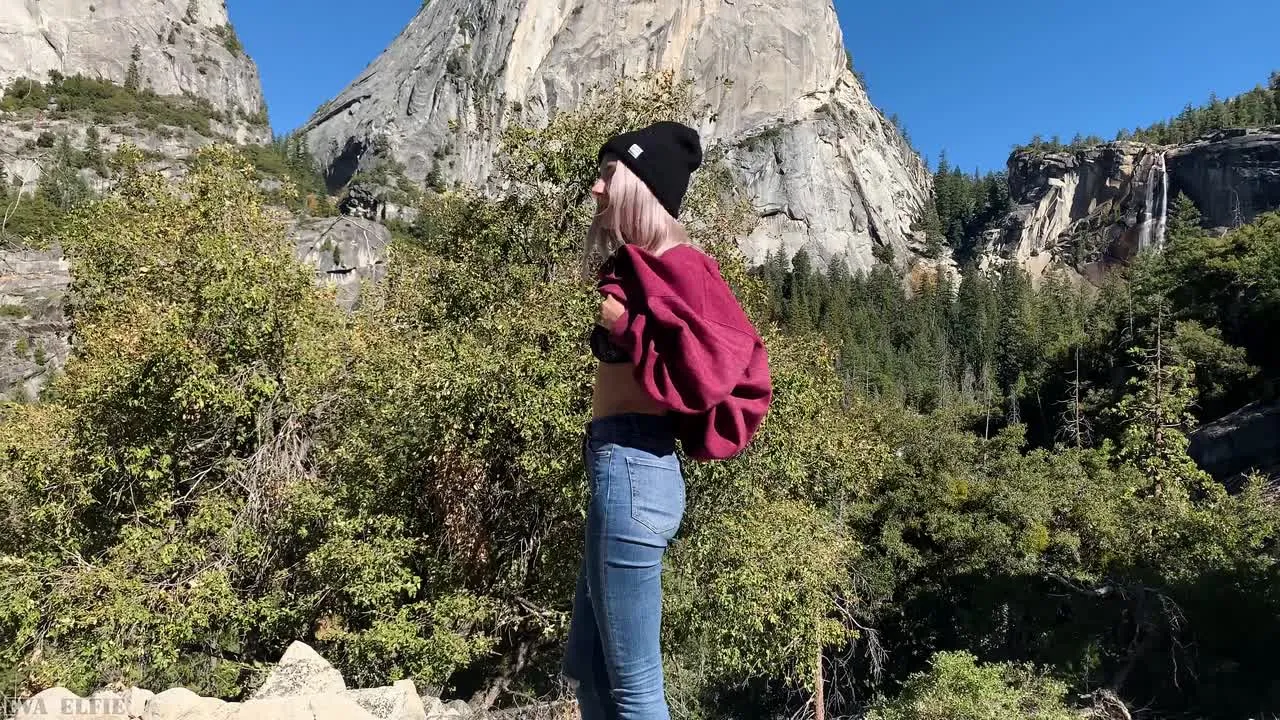 Blowing her friend in Yosemite