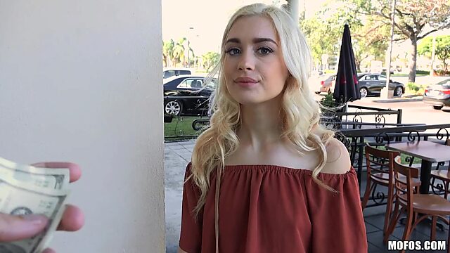 Cutest doll-face Anastasia fucks for money in public area