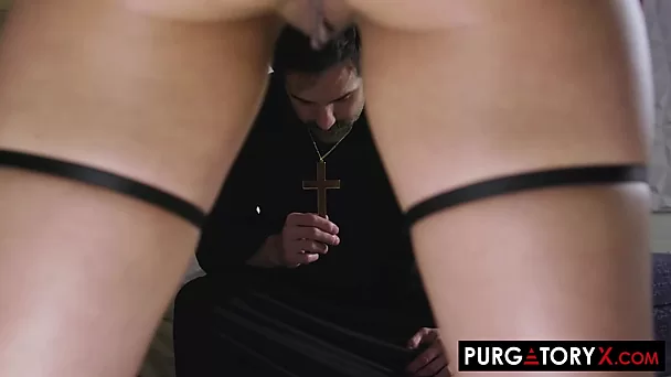 Sinful whore Chloe Amour comes to priest to cleanse the spirit in his purgatory