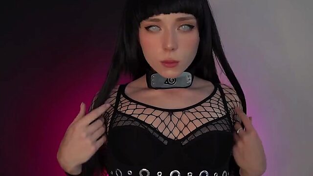 Slutty Hinata plays with pussy in solo video - Naruto Anime cosplay