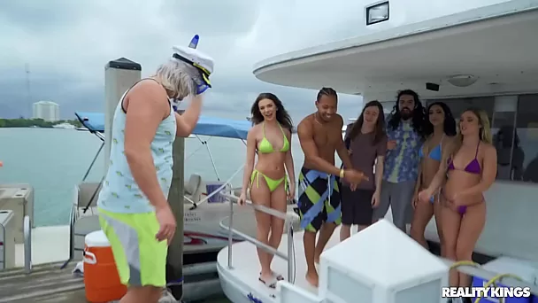 Tiffany Watson is under ass attack during party on a yacht