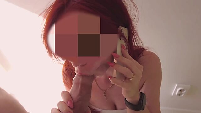 Redhead GF was on the Phone when horny BF sticked his Big Cock inside