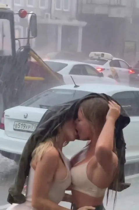 Kissing in the rain