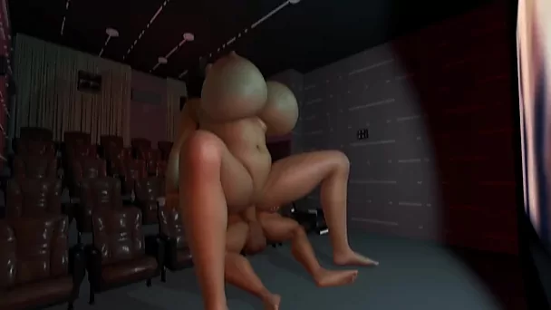 Géante et géant profitent d'une baise passionnée dans un dessin animé porno pov