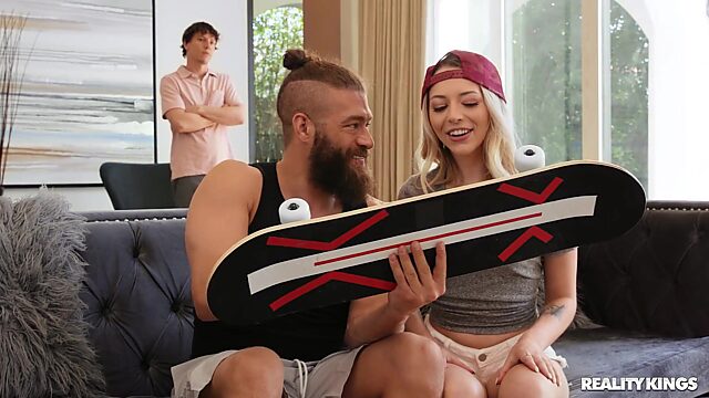 Cheating blonde can't resist skater's big dong